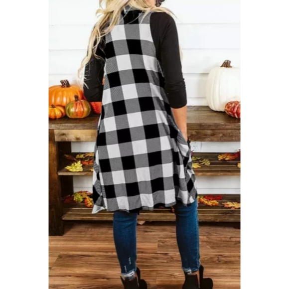 🖤Buffalo Plaid Asymmetric Sleeveless Cardigan - Picture 2 of 3